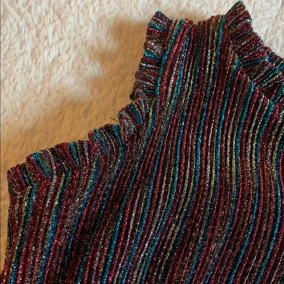 Ava & Yelly 6X Glitter Metallic Striped Dress EUC Red Silver Gold Blue - Picture 9 of 15